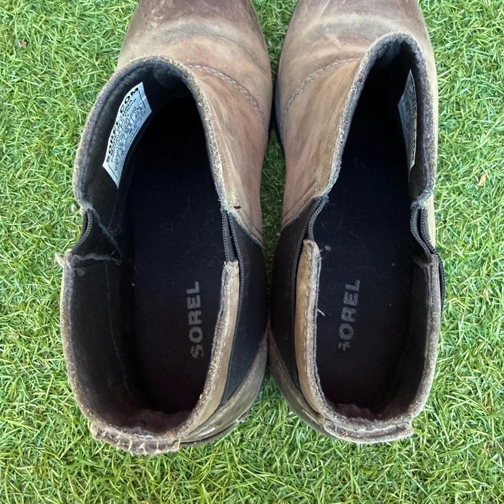 Sorel Emelie Chelsea Boots Womens 5.5 Waterproof‎ Quarry Leather NL2671-053